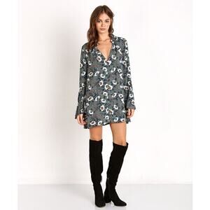 Free People Magic Mystery Tunic Top or Dress Size Large Floral Green Boho